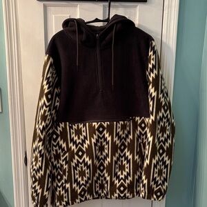 RSQ Men's Black and Brown Geometric Zip-Up Sweater